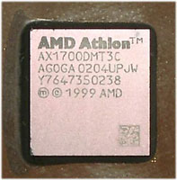 Oberfläche des CPU-Kerns einer Athlon-CPU, vergrößert